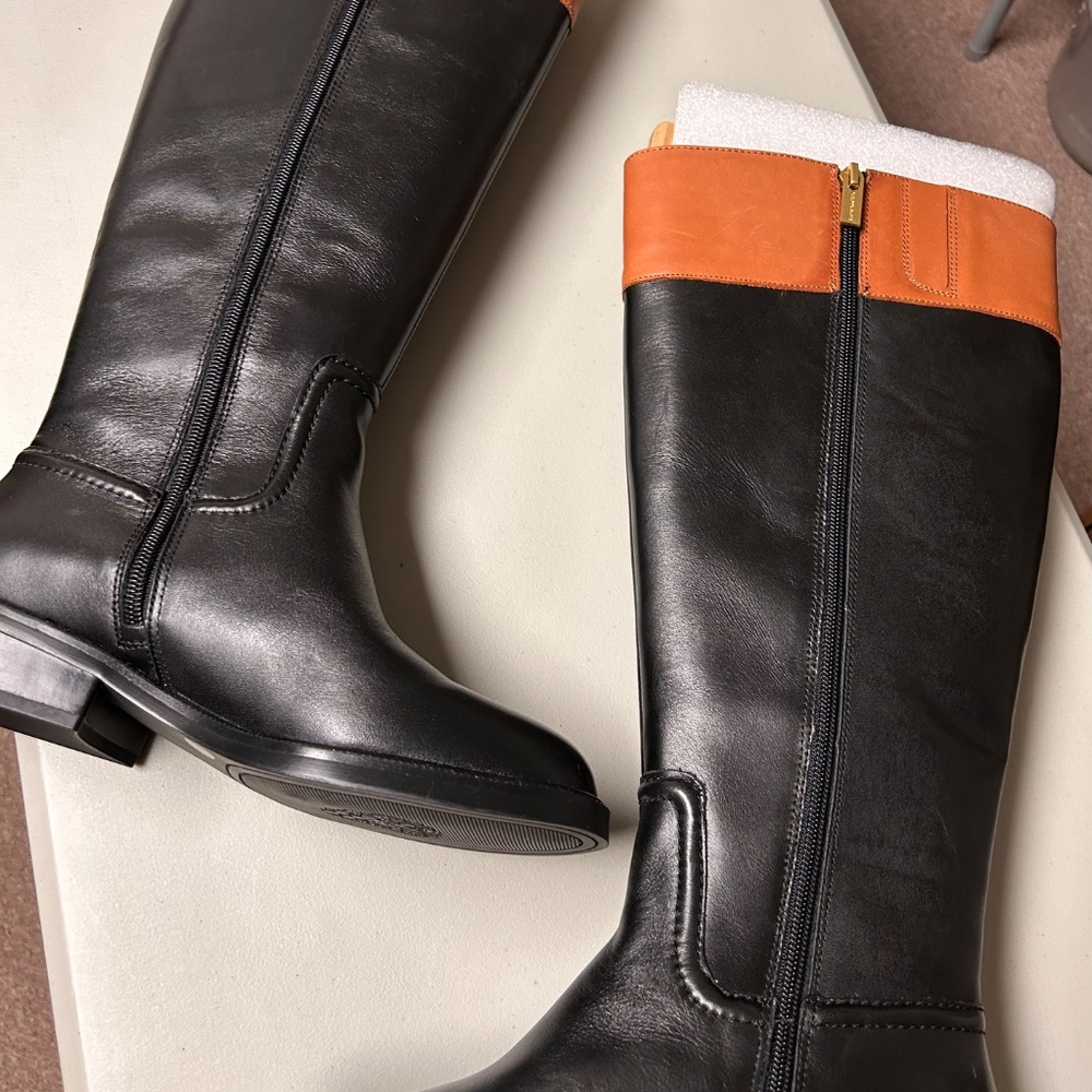 Vince Camuto Wide Calf Leather Riding Boots Andalian Women’s Size 6.5 - Picture 10 of 12